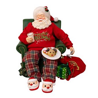 Kurt Adler 8-inch Fabriche Mistletoe Sleeping Santa Table Decor