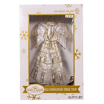 Kurt Adler 10-Light LED Capiz Wire Angel Christmas Tree Topper