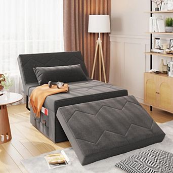 Vabches 4-in-1 Linen Convertible Sleeper Chair Sofa Bed Ottoman