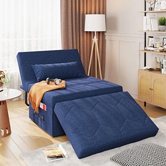 Vabches 4-in-1 Linen Convertible Sleeper Chair Sofa Bed Ottoman