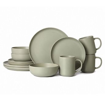 12 pc Stoneware Dinnerware Sets with Mugs, Microwave Dishwasher Safe, Non-Toxic Kitchenware for 3