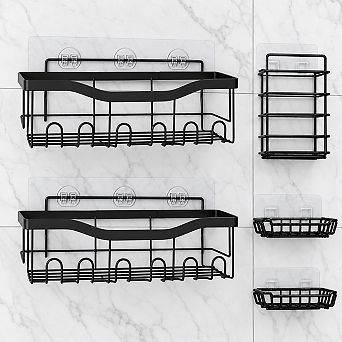 5 Pack Stainless Steel Shower Caddy No Drill Adhesive Bathroom Organizer for Shower, Kitchen