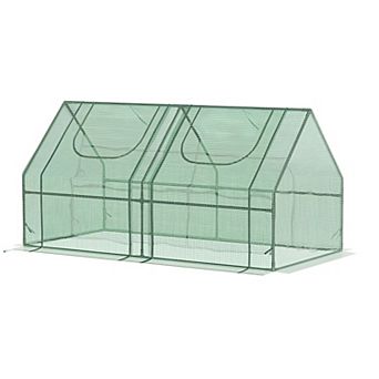 Backyard Tunnel Plant Greenhouse with PE Cover and Steel Frame for Vegetables, Herbs, and Seed Trays