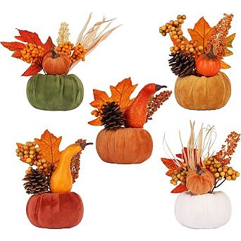5 pc Fall Thanksgiving Pumpkin Decor for Autumn Home Decorations