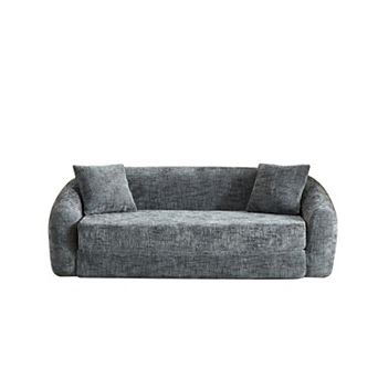 87 in Curved Convertible Sofa Bed, 2-in-4 Recliner with Pull-Out Base, Chenille