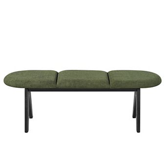 Lycvki 53 in Upholstered Bench with Wood Legs, 250 LBS Capacity, for Living Room Bedroom Entryway
