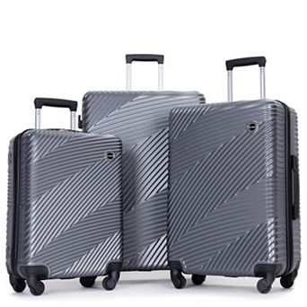 Vesta 3 pc PC ABS Luggage Set Hardside Suitcase with Spinner Wheels