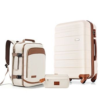 Vesta 3 pc Luggage Set Checked Suitcase with Duffel Bag and Toiletry Bag