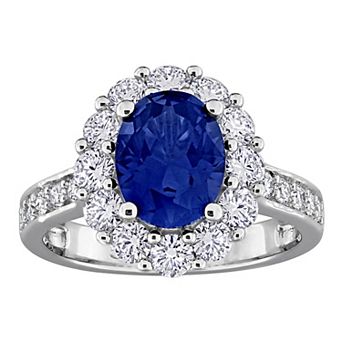 Stella Grace Sterling Silver 1 1/4 Carat T.W. Lab-Grown Diamond & Lab-Created Sapphire Ring