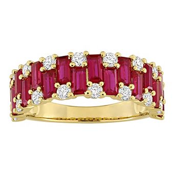 Stella Grace Sterling Silver 5/8 Carat T.W. Lab-Grown Diamond & Lab-Created Gemstone Ring
