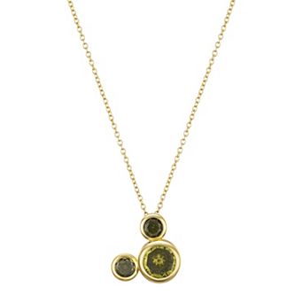Disney's Mickey Mouse 14k Gold Flash Plated Polished Round Bezel Set Cubic Zirconia Pendant Necklace