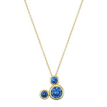 Disney's Mickey Mouse 14k Gold Flash Plated Polished Round Bezel Set Cubic Zirconia Pendant Necklace