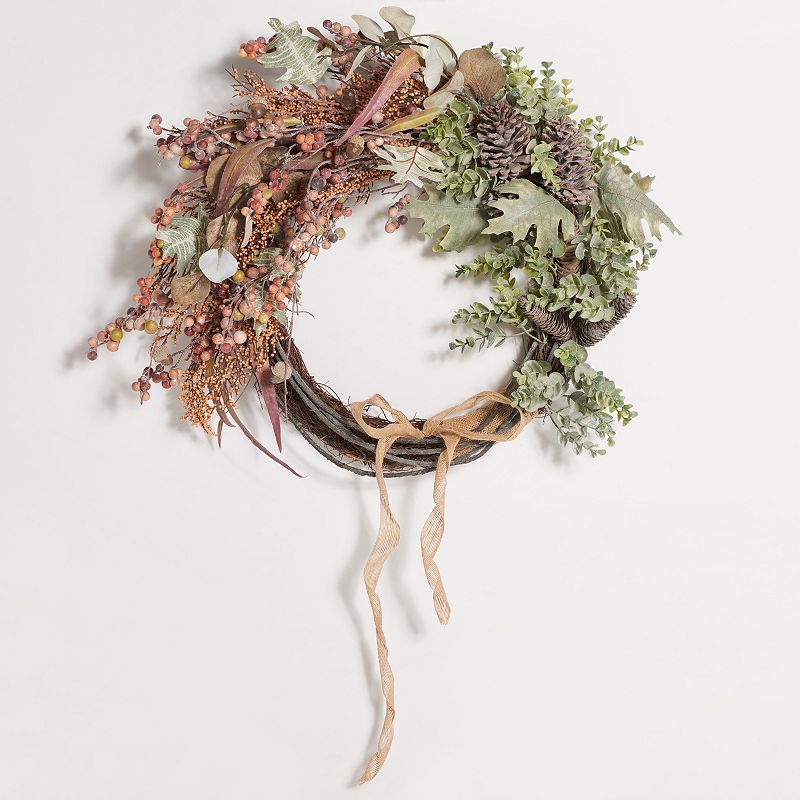 Safavieh 24-inch Artificial Berry & Eucalyptus Semi-Wreath, Multi