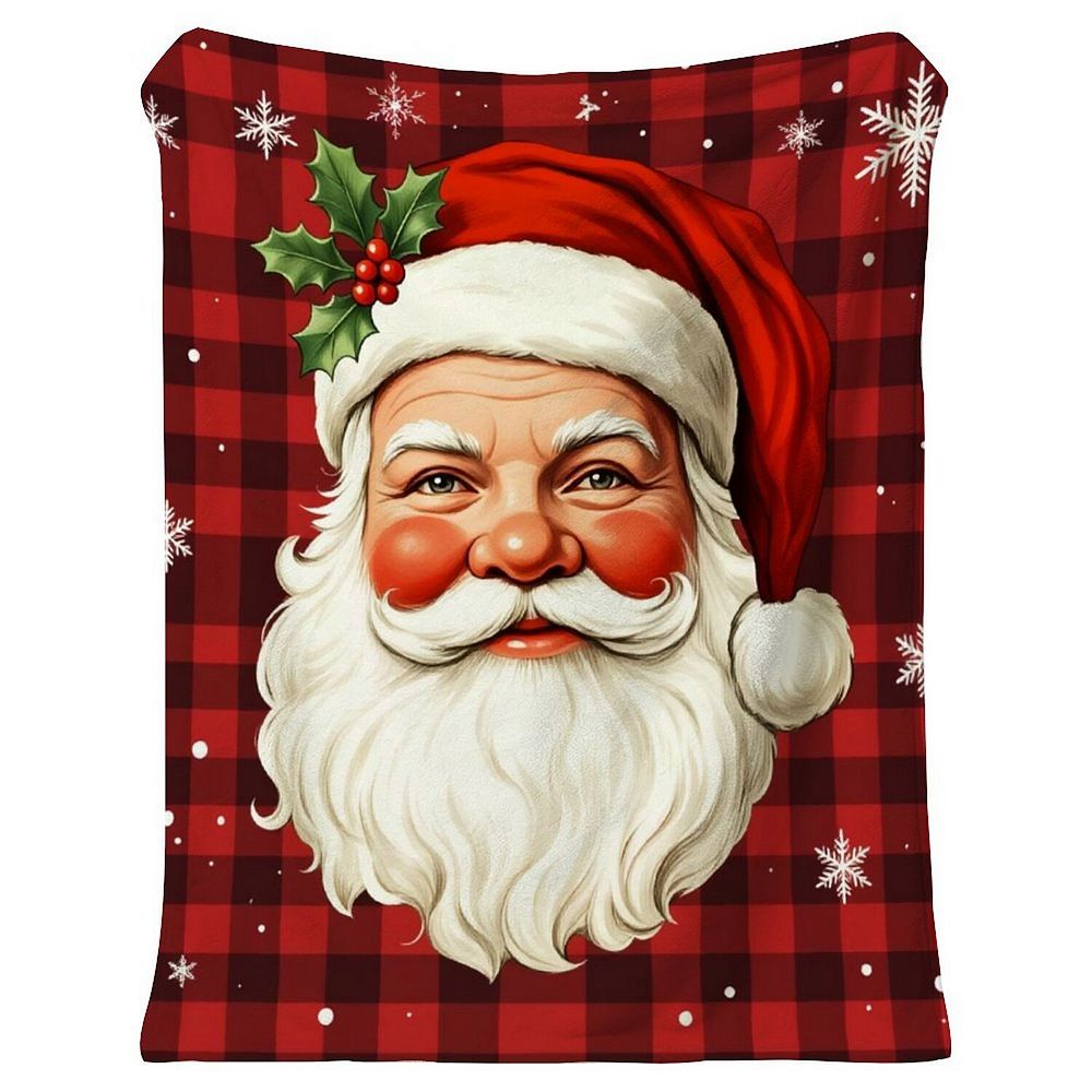 Throw Blanket, Red And Black Buffalo Plaid Xmas Snowflakes Print Winter ...