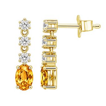 Jewelexcess Sterling Silver 1/3 Carat T.W. Lab-Grown Diamond & Simulated Gemstone Dangle Earrings