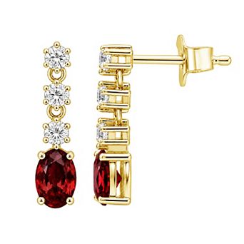 Jewelexcess Sterling Silver 1/3 Carat T.W. Lab-Grown Diamond & Simulated Gemstone Dangle Earrings