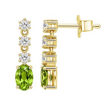 Jewelexcess Sterling Silver 1/3 Carat T.W. Lab-Grown Diamond & Simulated Gemstone Dangle Earrings