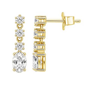 Jewelexcess Sterling Silver 1/3 Carat T.W. Lab-Grown Diamond & Simulated Gemstone Dangle Earrings