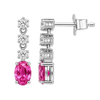 Jewelexcess Sterling Silver 1/3 Carat T.W. Lab-Grown Diamond & Simulated Gemstone Dangle Earrings