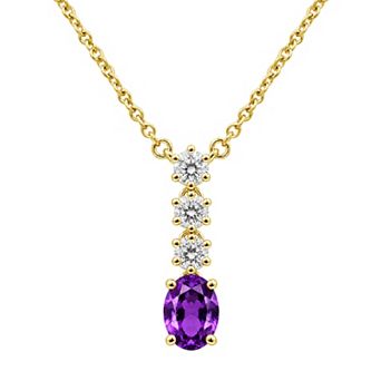 Jewelexcess Sterling Silver 1/3 Carat T.W. Lab-Grown Diamond & Simulated Gemstone Pendant Necklace