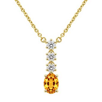 Jewelexcess Sterling Silver 1/3 Carat T.W. Lab-Grown Diamond & Simulated Gemstone Pendant Necklace