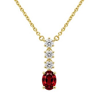 Jewelexcess Sterling Silver 1/3 Carat T.W. Lab-Grown Diamond & Simulated Gemstone Pendant Necklace