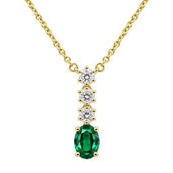 Jewelexcess Sterling Silver 1/3 Carat T.W. Lab-Grown Diamond & Simulated Gemstone Pendant Necklace