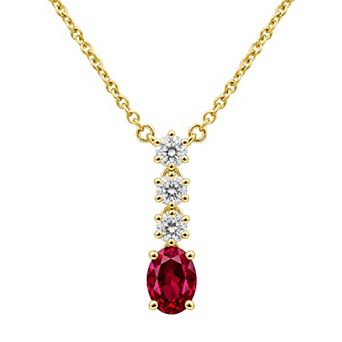 Jewelexcess Sterling Silver 1/3 Carat T.W. Lab-Grown Diamond & Simulated Gemstone Pendant Necklace