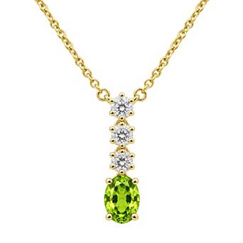 Jewelexcess Sterling Silver 1/3 Carat T.W. Lab-Grown Diamond & Simulated Gemstone Pendant Necklace