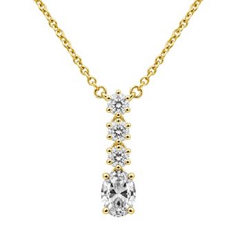 Jewelexcess Sterling Silver 1/3 Carat T.W. Lab-Grown Diamond & Simulated Gemstone Pendant Necklace