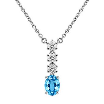 Jewelexcess Sterling Silver 1/3 Carat T.W. Lab-Grown Diamond & Simulated Gemstone Pendant Necklace