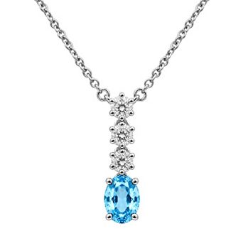 Jewelexcess Sterling Silver 1/3 Carat T.W. Lab-Grown Diamond & Simulated Gemstone Pendant Necklace