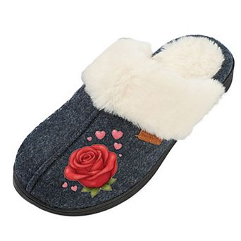 Roxoni Women’s Valentine Heart Memory Foam Slippers for Christmas Holiday