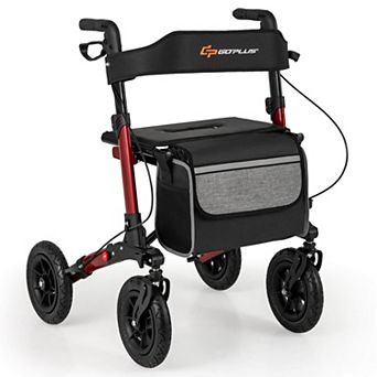 Costway Walker for Seniors Folding Rollator Walker with 9" Pneumatic Tires for All Terrain