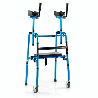 Costway Versatile Rolling Walker All Terrain Stand-Assist Walker with 2 Premium Wheels