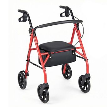 Costway Rollator Walker with Seat, Height Adjustable Handles, Storage Basket for Seniors