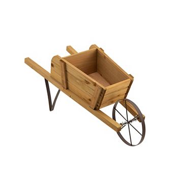 Costway Small Wooden Wagon Planter Decorative Indoor/Outdoor Rustic Flower Cart with Wheel