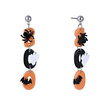 Hallmark Halloween Black and Orange Boo Earrings