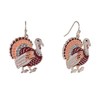 Hallmark Enamel Turkey Earrings