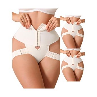 3 Packs Women's Shapewear Thongs HollowOut Adjustable Hip Lift Straps BodyShaper HighWaist Underwear