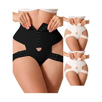 3 Packs Women's Shapewear Thongs HollowOut Adjustable Hip Lift Straps BodyShaper HighWaist Underwear