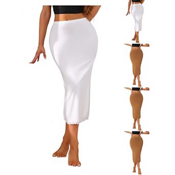 5 Packs Lace Trim Half Slips for Women Tight High Waist Seamless Maxi Skirt Ankle Length Under Dress