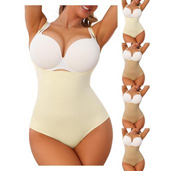 5 Packs Underbust Shapewear Bodysuit for Women Tummy Control Hip Lifter Camisole Brief Bodyshaper