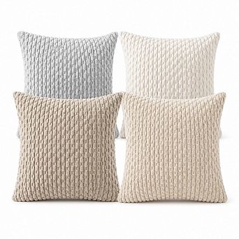 Corduroy Throw Pillow Covers Set of 4 18 x 18 Inch