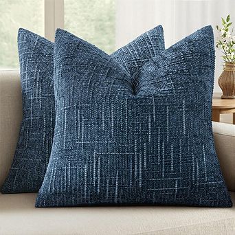 Chenille Textured Throw Pillow Covers Set of 2 18 x 18 Inch