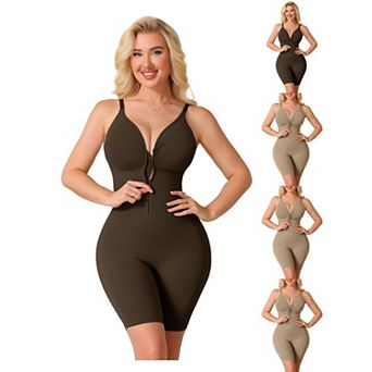5 Packs Women's Shapewear Bodysuits Tummy Control Hip Lifting Zip Up Sleeveless Bodyshaper