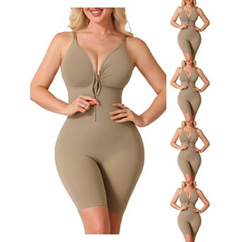 5 Packs Women's Shapewear Bodysuits Tummy Control Hip Lifting Zip Up Sleeveless Bodyshaper