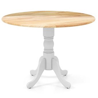 Costway 4-Person Dining Table Wooden Kitchen Table with Solid Rubber Wood Frame for Kitchen