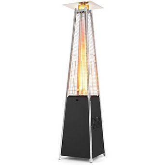 Costway 45000 BTU Pyramid Patio Heater with Zippered Cover,Triple Safety Protection,Wheels