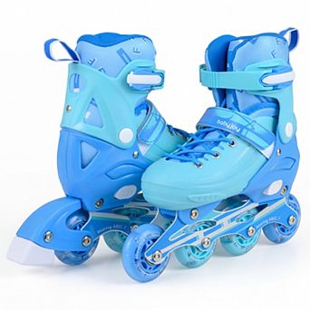 Costway Kids Inline Skates, 4-Size Adjustable Light Roller Skates with Illuminating Wheels